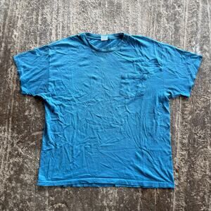 VINTAGE HANES TEAL BLANK SHIRT MENS XL 80S 90S